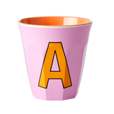 Melamine Cup - Medium with Alphabet in Pinkish Colors | Letter A