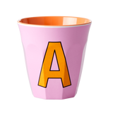 Melamine Cup - Medium with Alphabet in Pinkish Colors | Letter A