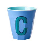 Melamine Cup - Medium with Alphabet in Bluish Colors | Letter C
