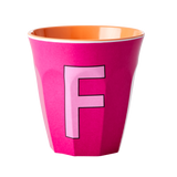 Melamine Cup - Medium with Alphabet in Pinkish Colors | Letter F
