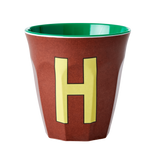 Melamine Cup - Medium with Alphabet in Brownish Colors | Letter H