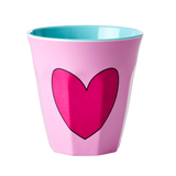 Set of 2 Medium Melamine Cup | Heart in Soft Pink Print