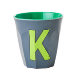 Melamine Cup - Medium with Alphabet in Bluish Colors | Letter K