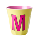 Melamine Cup - Medium with Alphabet in Pinkish Colors | Letter M