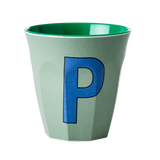 Melamine Cup - Medium with Alphabet in Bluish Colors | Letter P