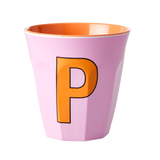 Melamine Cup - Medium with Alphabet in Pinkish Colors | Letter P
