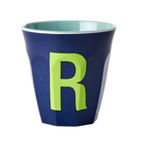 Melamine Cup - Medium with Alphabet in Bluish Colors | Letter R