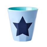 Set of 2 Medium Melamine Cups | Star in Soft Blue Print