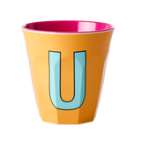 Melamine Cup - Medium with Alphabet in Pinkish Colors | Letter U