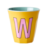 Melamine Cup - Medium with Alphabet in Pinkish Colors | Letter W