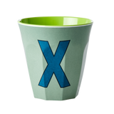 Melamine Cup - Medium with Alphabet in Bluish Colors | Letter X