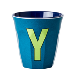 Melamine Cup - Medium with Alphabet in Bluish Colors | Letter Y