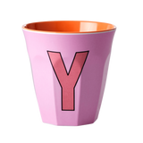 Melamine Cup - Medium with Alphabet in Pinkish Colors | Letter Y