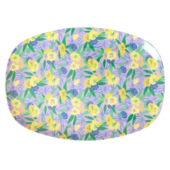 Medium Melamine Rectangular Plate - Purple - Fancy Pansy Prints