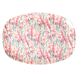 Medium Melamine Rectangular Plate - Pink - Floral Field Print