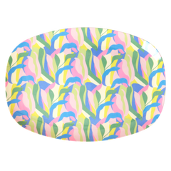 Medium Melamine Rectangular Plate - Blue - Jungle Fever Print