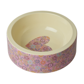 Round Pet Bowl - Pink - Flower Print