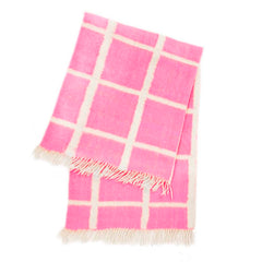 Momos Grid Blanket- Natural White & Neon Pink