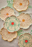 Ceramic Flower Shaped Side Plate with Blue Border