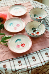 Ceramic Cake Plate with Hand Painted Cherries