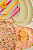 Melamine Rectangular Plate | Pink Flower Field Print
