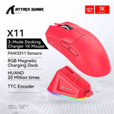 Tri-Mode Connection 2.4GHz/Wired/Bluetooth PAW3311 22000DPI 400IPS RGB PC Gaming Mouse