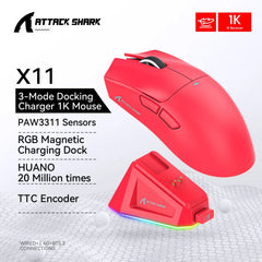 Tri-Mode Connection 2.4GHz/Wired/Bluetooth PAW3311 22000DPI 400IPS RGB PC Gaming Mouse