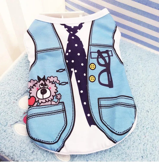 Summer Cartoon Dog Shirt – Soft & Breathable Pet T-Shirt for Small Dogs