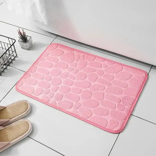 Yumuşak Memory Foam Mikrofiber Kaymaz Taş Desenli Banyo ve Salon Halısı