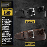 Steel Core Leather Gun Belt 1.25” – Made in USA