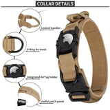 Adjustable AirTag Tactical Dog Collar with Metal Buckle – Safe & Durable