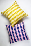 Santiago Grid Pillow - Royal and Baby Pink