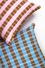 Santiago Grid Pillow - Baby Pink and Umber
