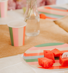Vibrant Striped Party Pack | Plates, Cups & Napkins for 12 Guests | Pop Party Supplies