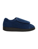 Silverts Men's Double-Extra Wide Slip-Resistant Slippers for Seniors — Navy/Black, Size 12
