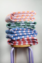 Quilted Sujani Throw Blanket - Pastel Lilac and Neon Orange