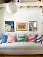 Backordered: Sujani Quilted Pillow — Pastel Lilac and Neon Orange