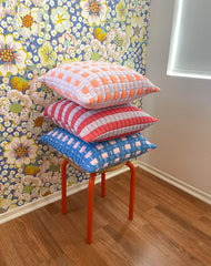 Backordered: Sujani Quilted Pillow — Pastel Lilac and Neon Orange