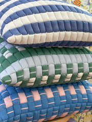Sujani Quilted Pillow — Soft Pink and Blue