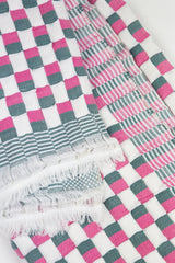 Quilted Sujani Throw Blanket - Pink, Green and White