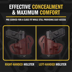 The Ultimate Leather Gun Holster | 3 Slot Pancake Style Belt Holster | Handmade in the USA! | Fits S&W Shield/Glock/XD - Lifetime Warranty