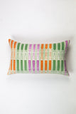 Vintage Ikat Stripe Pillow – Mint Green, Orange & Magenta