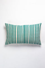 Vintage Jade Green Striped Pillow