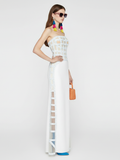 White Sequin Off-Shoulder Evening Gown For Women, Slim Fit, Midtown, BYMANYC New York.