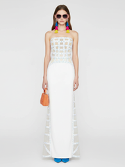 White Sequin Off-Shoulder Evening Gown For Women, Slim Fit, Midtown, BYMANYC New York.