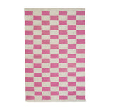 Zapotec Checkered Rug in Pink & Ivory