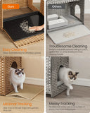 Boho Handwoven Rattan Hidden Litter Box Furniture | Washable Tray & Litter Mat Included