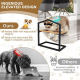 Adjustable Elevated Dog Feeder with 5 Height Settings - Premium Raised Pet Feeding Station with 2 Large Stainless Steel Bowls - Marcapon
