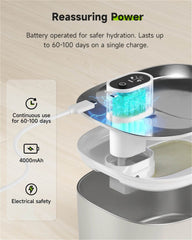 4L Wireless Cat Water Fountain - Auto Sensor Pet Drinking Fountain with Battery | Stainless Steel Cordless Water Dispenser for Dogs & Cats