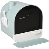 Covered Cat Litter Box with Odor Filter - Complete Privacy Kit with Tray, Scoop & Mat | Green Hooded Litter House - Marcapon